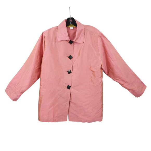 Painted Pony Uniquely USA Silk Vintage Button Front Jacket L Bubblegum Pink - Picture 1 of 16
